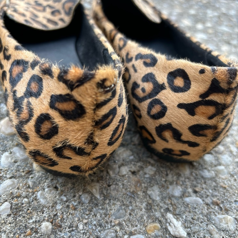 Jeffrey Campbell Leopard Calf Hair Loafer Flats Pointed Toe Slip-on 6 - Picture 4 of 9